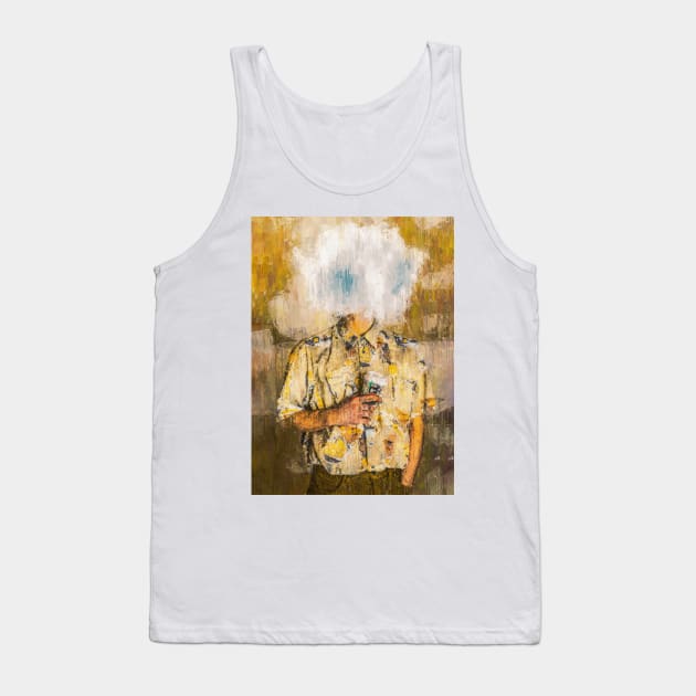 Head In The Clouds Coffee In Hand, Dreamy Surreal Portrait Tank Top by Jaguarts